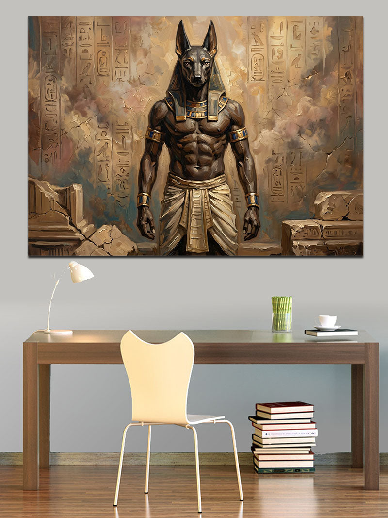 Antik Mısır Tanrısı Anubis Portresi Kanvas Tablo