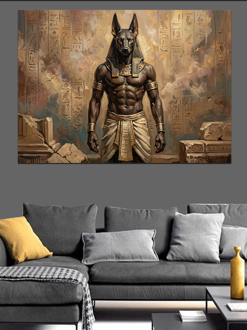 Antik Mısır Tanrısı Anubis Portresi Kanvas Tablo