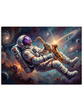 Galaksi içinde müzik yapan astronot.