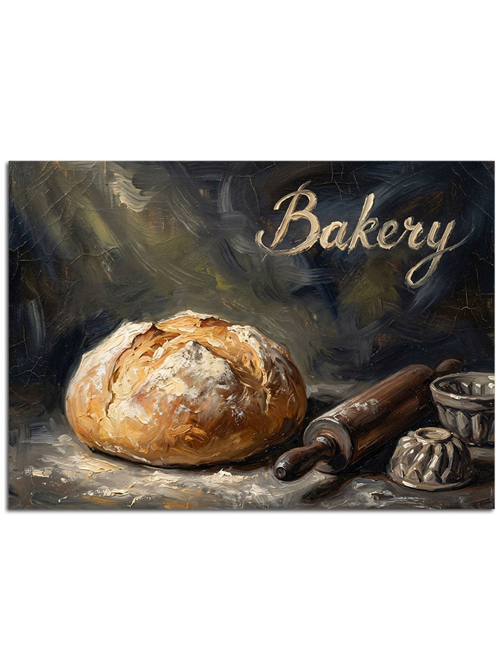 "Bakery" yazılı iştah açıcı ekmek.