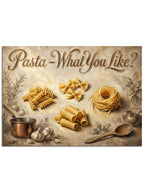 "Pasta What You Like" yazılı pano.