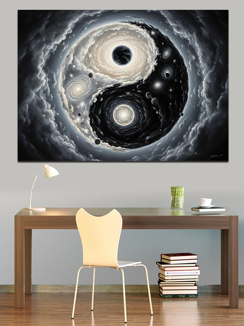 Yin Yang Formunda Kozmik Sembol Kanvas Tablo