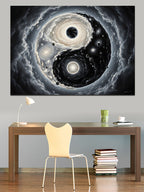 Yin Yang Formunda Kozmik Sembol Kanvas Tablo