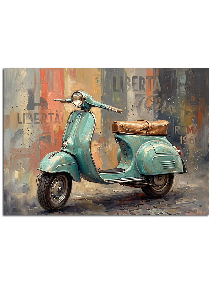 Duvar önünde nostaljik italyan motoru.