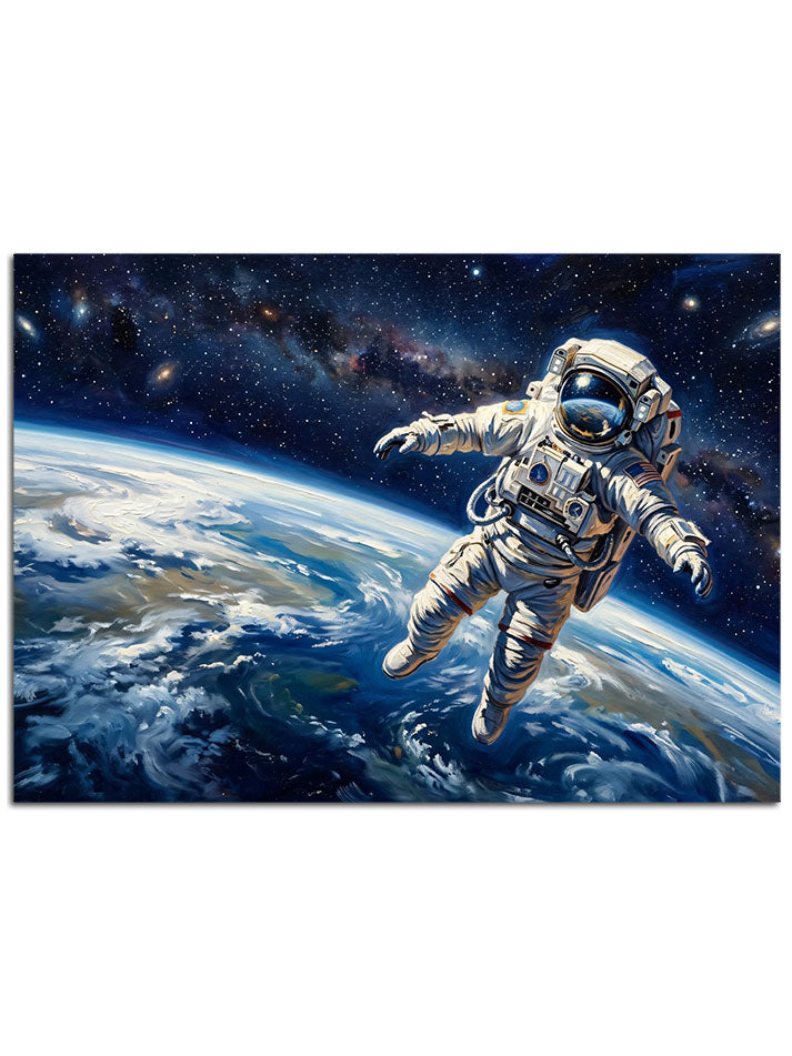 Dünya manzaralı astronot figürü görseli.
