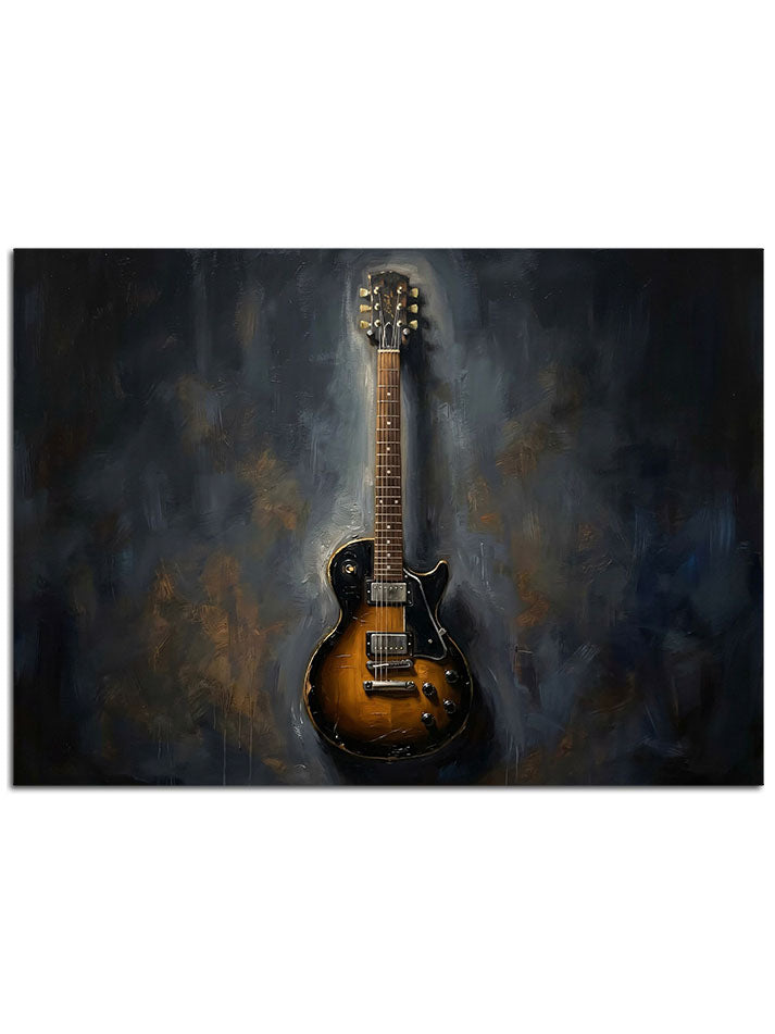 Stüdyo ışığında şık elektro gitar.