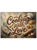 "Cooking with Love" yazılı görsel.