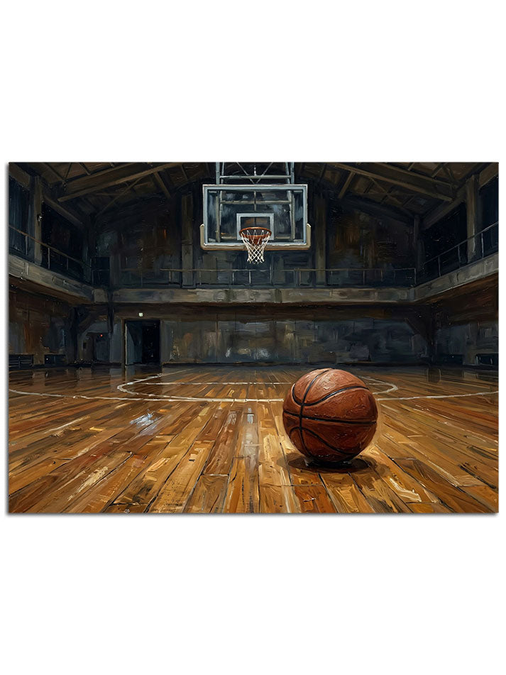 Kapalı spor salonunda turuncu basketbol.