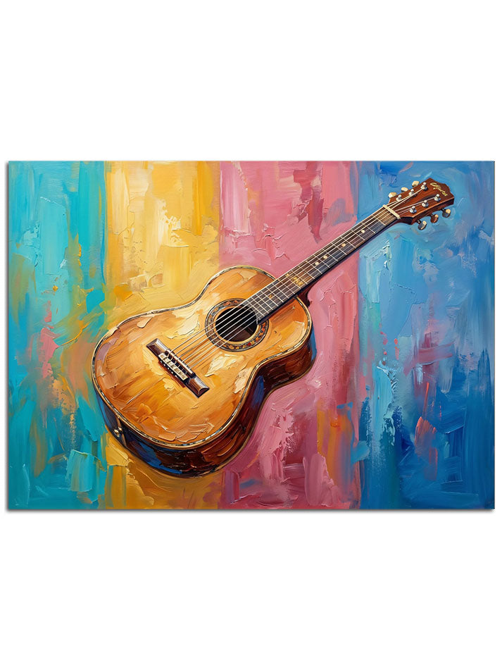 Boya patlamaları içinde akustik gitar.