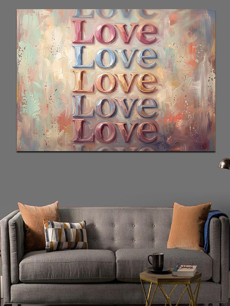 Love Yazılı Modern Tipografi Tablosu Kanvas Tablo