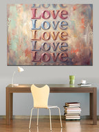 Love Yazılı Modern Tipografi Tablosu Kanvas Tablo