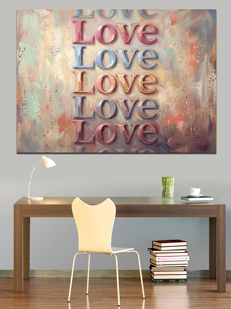 Love Yazılı Modern Tipografi Tablosu Kanvas Tablo