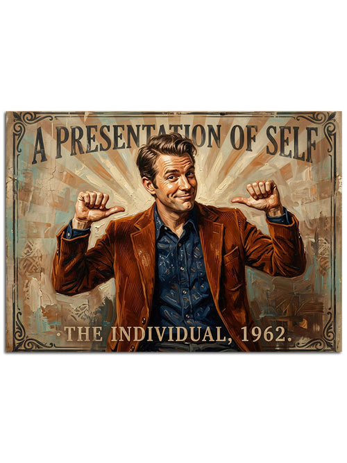 "The Individual 1957" yazılı, poz veren adam portresi.