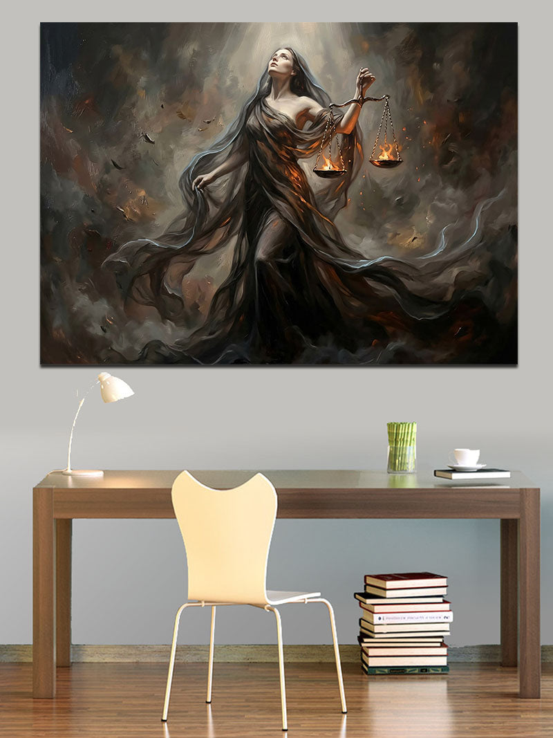 Terazi Tutan Karanlık Adalet Kadını Kanvas Tablo
