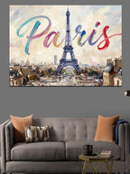 Paris Eyfel Kulesi Tipografik Sanat Kanvas Tablo