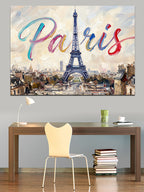 Paris Eyfel Kulesi Tipografik Sanat Kanvas Tablo