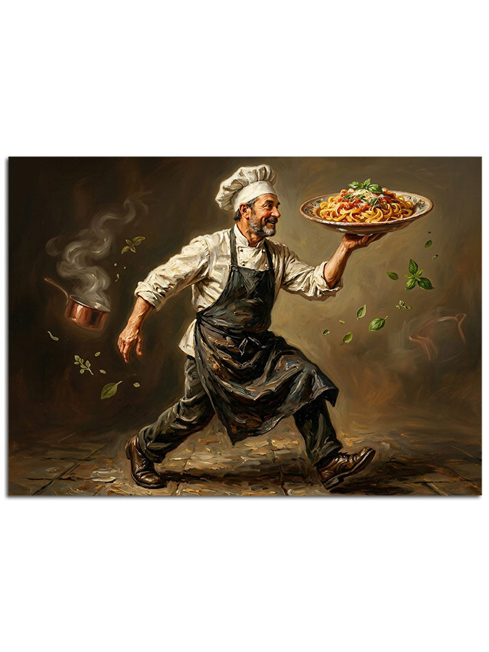 Hızlı bir şekilde yemek servisi yapan aşçı.