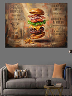 Bol Malzemeli Katlı Hamburger Tasarımı Kanvas Tablo