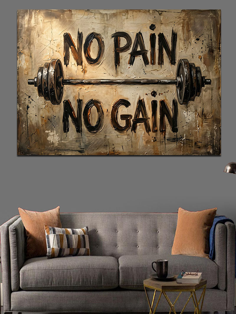 No Pain No Gain Spor Yazısı Kanvas Tablo