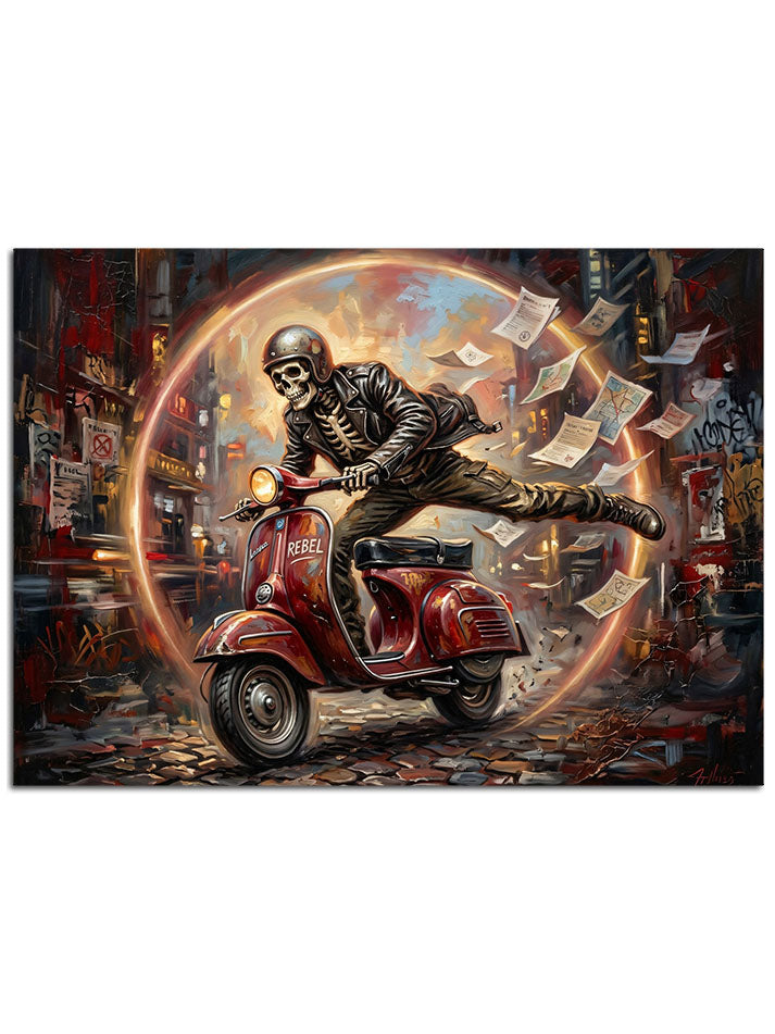 Retro tarzda, motor üzerinde fantastik bir sürücü.
