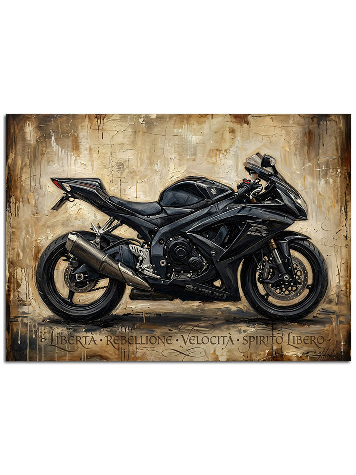 Gece karanlığında parlayan güçlü spor motosiklet.