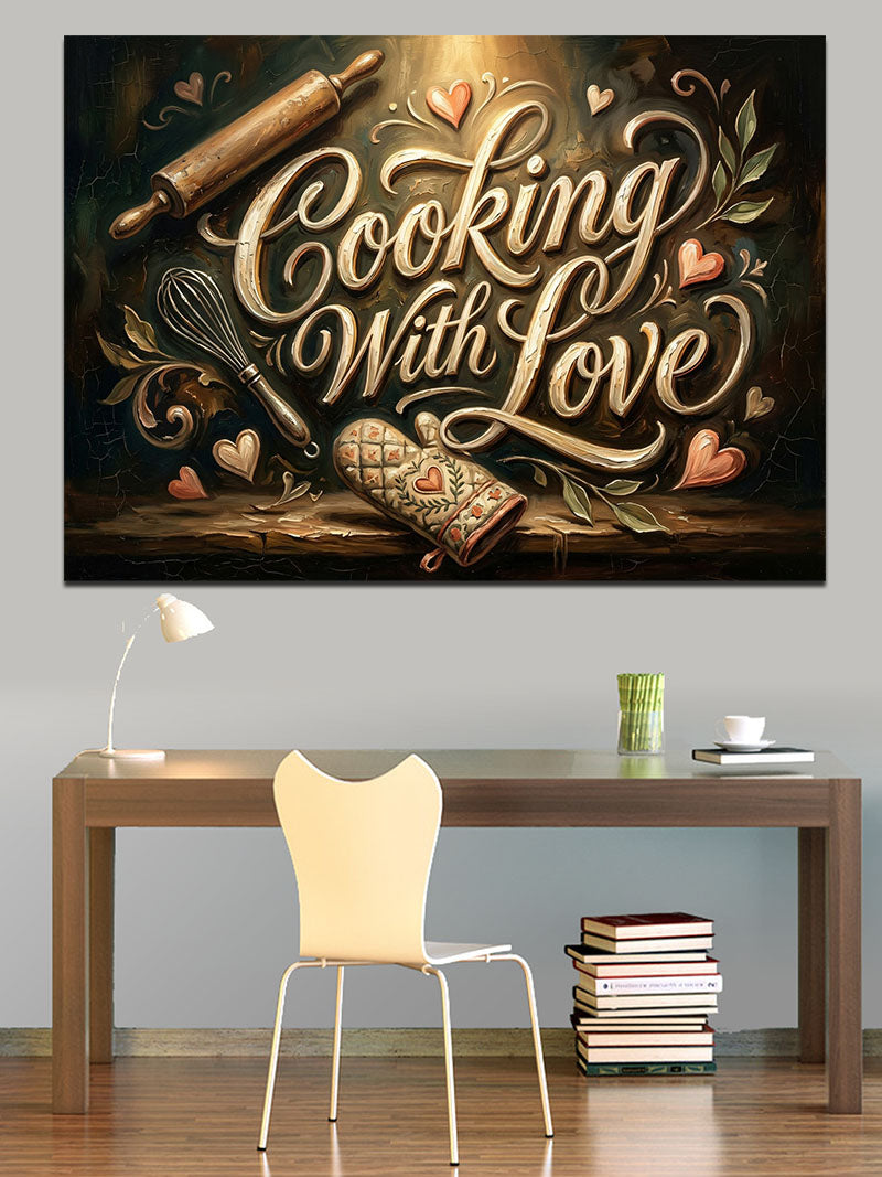 Cooking With Love Mutfak Tabelası Kanvas Tablo