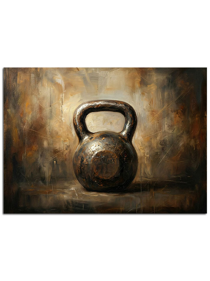 Eskitilmiş dokulu, klasik bir girya (kettlebell) ağırlığı.