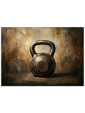Eskitilmiş dokulu, klasik bir girya (kettlebell) ağırlığı.
