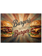 "Burger's Retro Burger" yazılı iştah açıcı pano.