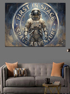 First In Space Astronot Logosu Kanvas Tablo
