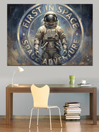 First In Space Astronot Logosu Kanvas Tablo