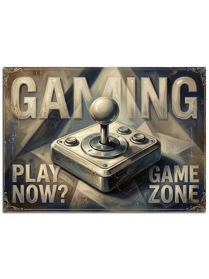 "Game Zone" yazılı, joystick görselli oyun tabelası.