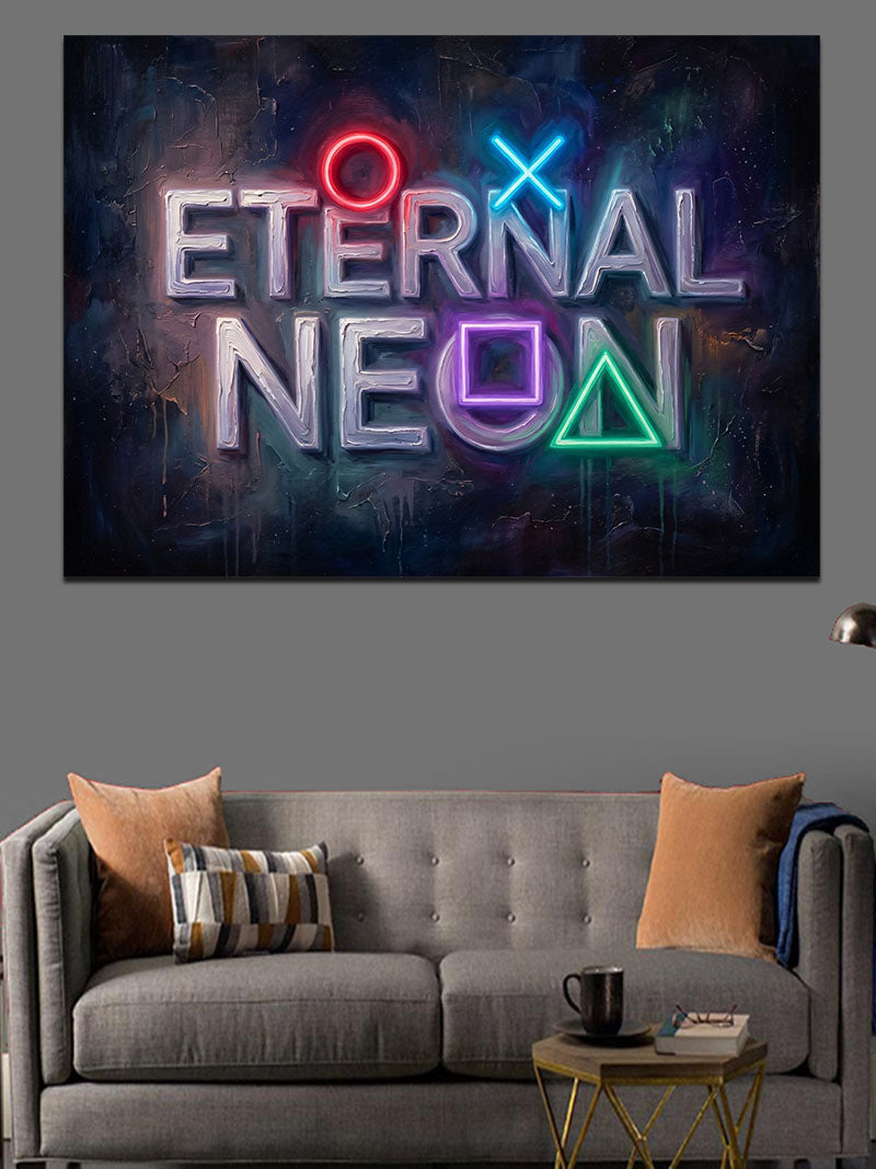 Eternal Neon Oyun Konsolu Tabelası Kanvas Tablo