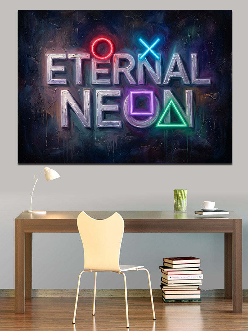 Eternal Neon Oyun Konsolu Tabelası Kanvas Tablo