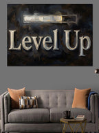Level Up Yazan Yükleme Çubuğu Kanvas Tablo