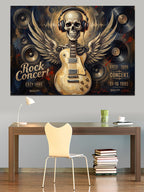 Kanatlı Ve Kulaklıklı Gitar Logosu Kanvas Tablo
