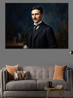 Takım Elbiseli Karizmatik Nikola Tesla Kanvas Tablo