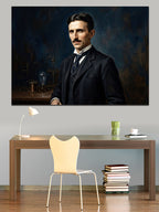 Takım Elbiseli Karizmatik Nikola Tesla Kanvas Tablo