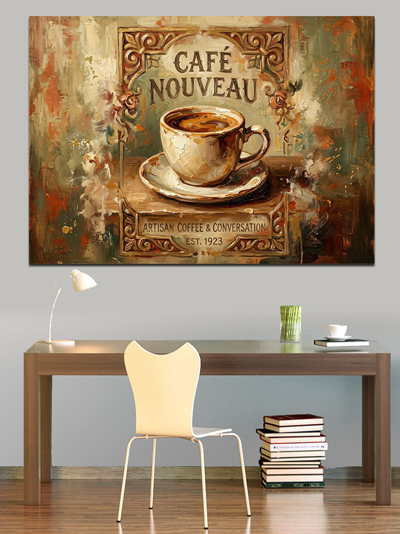 Cafe Nouveau Nostaljik Kahve Tabelası Kanvas Tablo