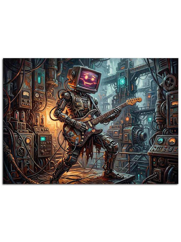 Mekanik parçalardan oluşan, gitar çalan fantastik karakter.