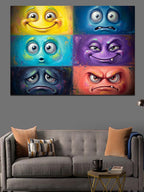 Farklı İfadelere Sahip Renkli Emojiler Kanvas Tablo
