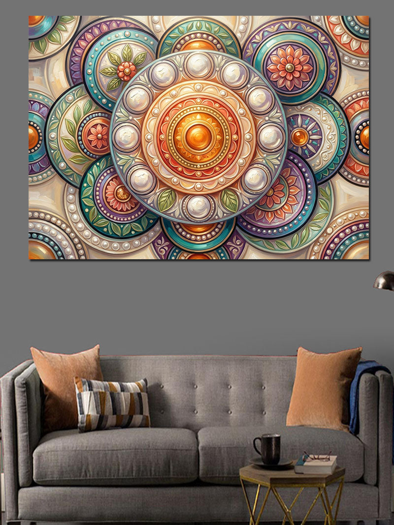 Renkli Mandala Ve Geometrik Desen Kanvas Tablo