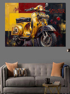 Sarı Klasik Vespa Scooter Tablosu Kanvas Tablo