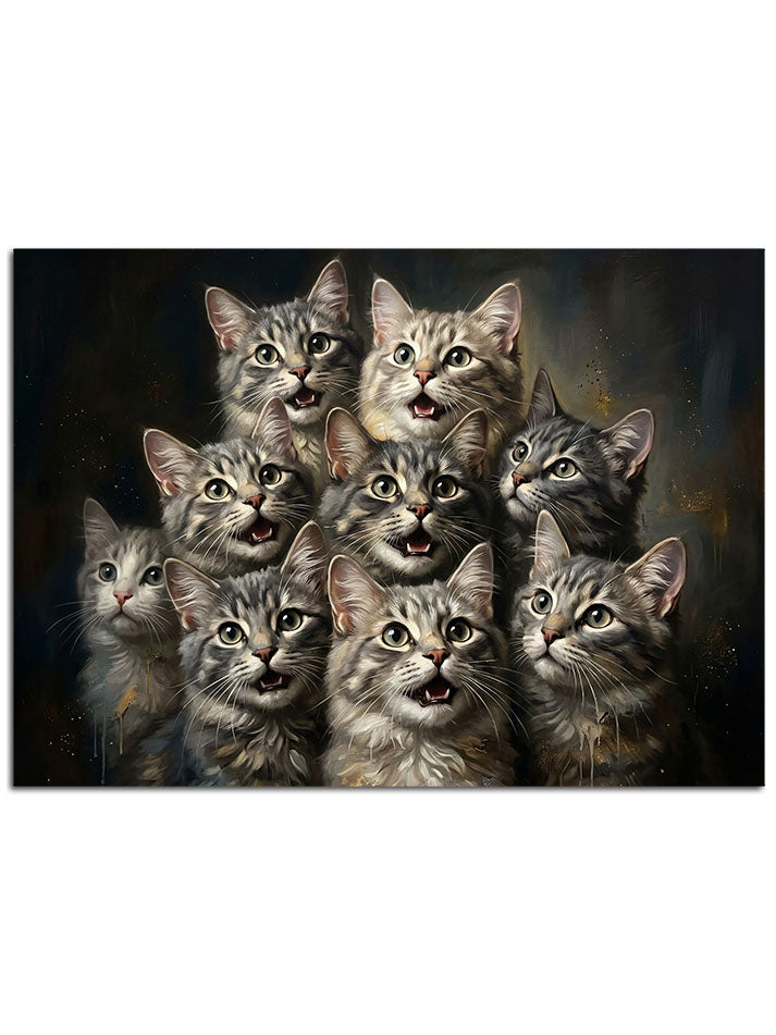 Farklı türlerden beş kedi yavrusunun sevgi dolu toplu portresi.