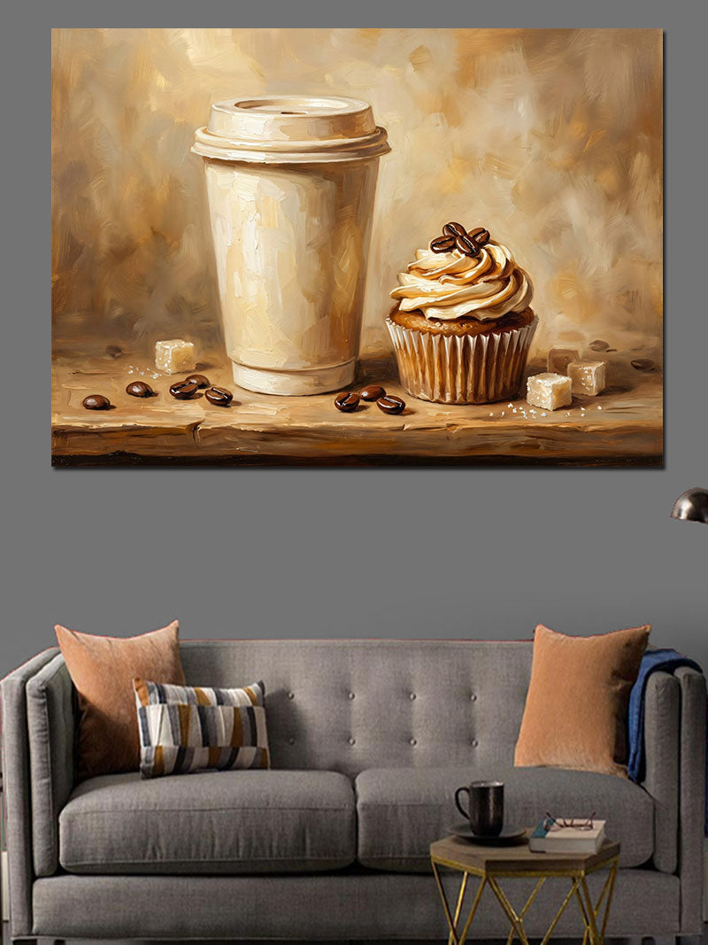 Kahve Ve Çikolatalı Cupcake Sunumu Kanvas Tablo