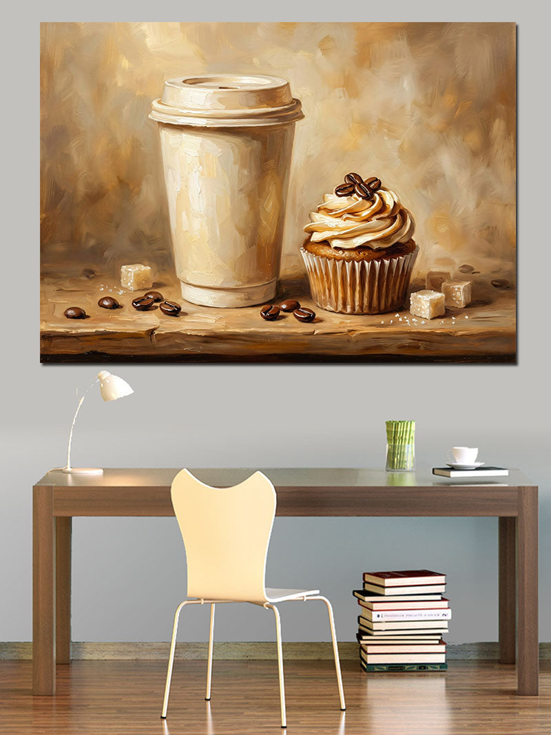 Kahve Ve Çikolatalı Cupcake Sunumu Kanvas Tablo