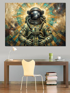 Uzayda Parlayan Kozmik Astronot Tablosu Kanvas Tablo
