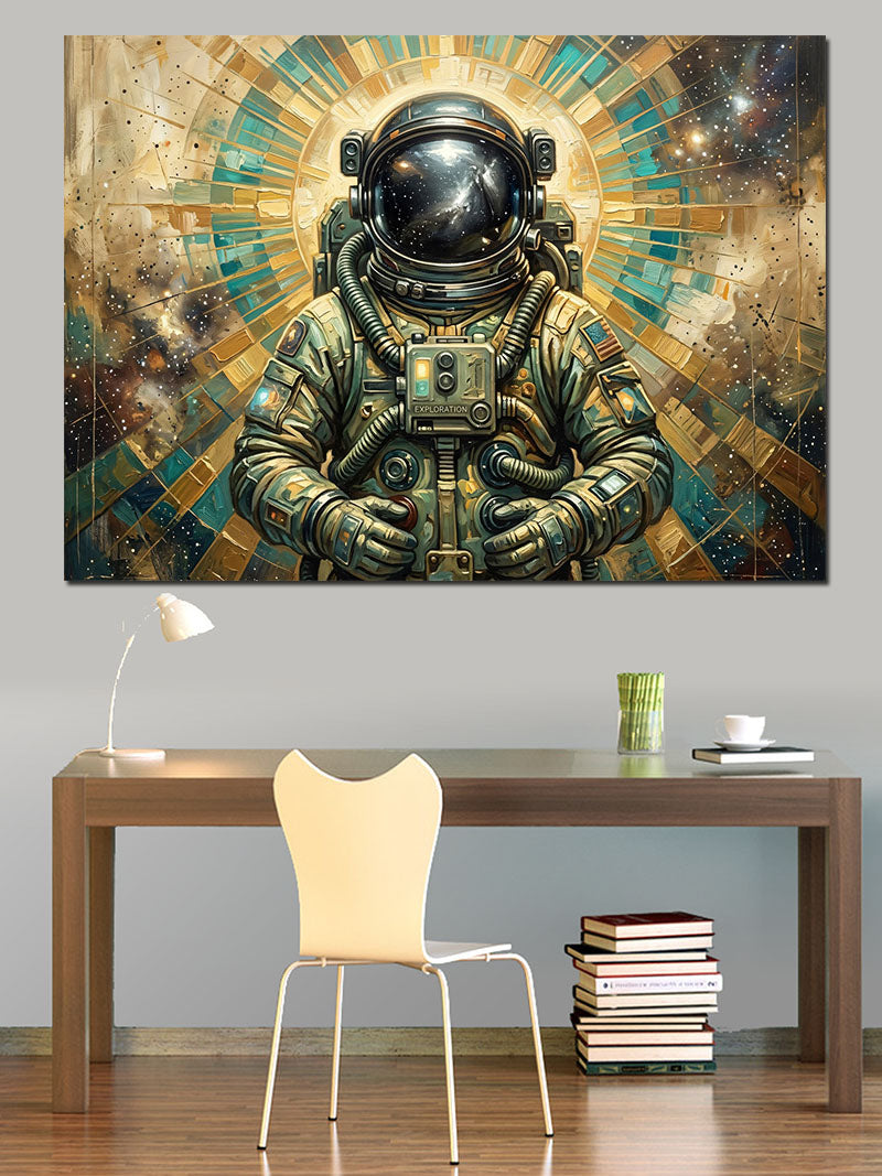 Uzayda Parlayan Kozmik Astronot Tablosu Kanvas Tablo