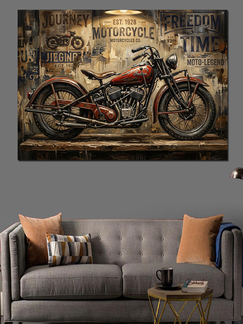 Klasik Motosiklet Retro Garaj Tablosu Kanvas Tablo