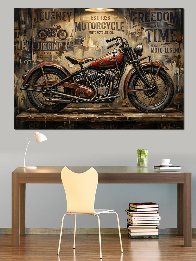 Klasik Motosiklet Retro Garaj Tablosu Kanvas Tablo